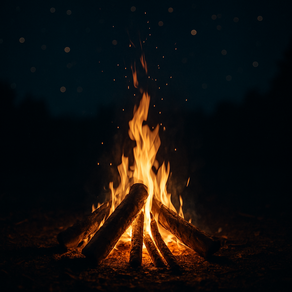 Lagerfeuer, an dem Worte und Weisheit geteilt werden